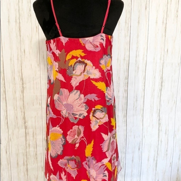 LOVE Fire red floral tropical dress size Medium - Picture 5 of 6